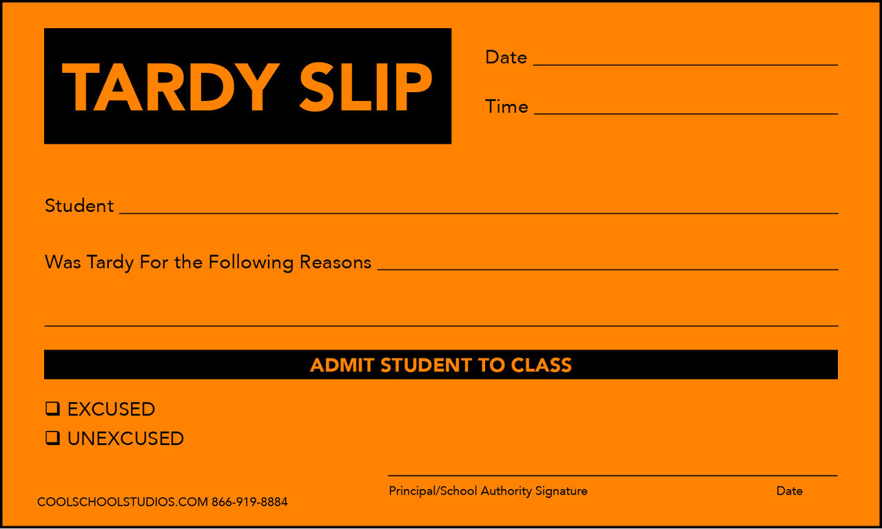 Tardy Slip Pads 100 sheets per pad 10 Pads Per Package Cool