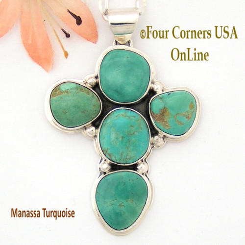 Colorado Manassa Turquoise Stone Sterling Cross Sampson Jake Four Corners USA OnLine Native American Silver Jewelry NACR-1418 Colorado Manassa Turquoise Stone Sterling Cross Sampson Jake Four Corners USA OnLine Native American Silver Jewelry NACR-1418