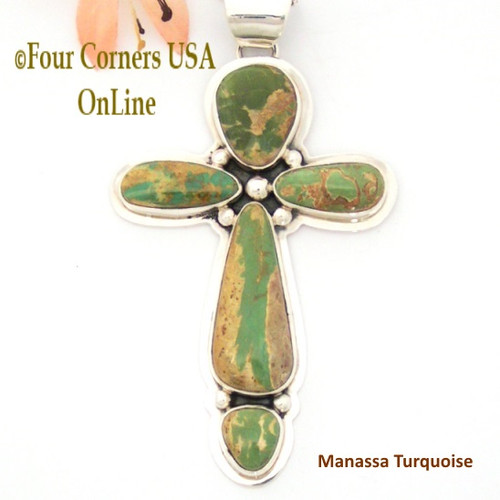Manassa Turquoise Stone Sterling Cross Navajo Lyle Piaso Four Corners USA OnLine Native American Silver Jewelry NACR-1425 Manassa Turquoise Stone Sterling Cross Navajo Lyle Piaso Four Corners USA OnLine Native American Silver Jewelry NACR-1425
