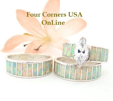 fire opal inlay wedding band rings and bridal engagement ring sets ...