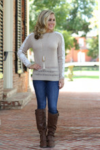 Love Of Lace Sweater: Taupe
