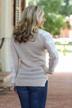 Love Of Lace Sweater: Taupe