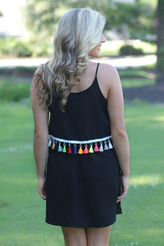 Tassel Around Dress: Black
