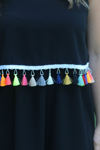 Tassel Around Dress: Black