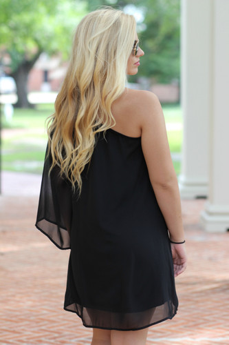 Emerson One Shoulder Dress: Black