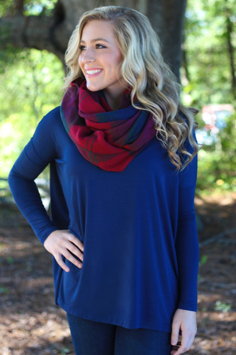 Piko Long Sleeve Top: Navy