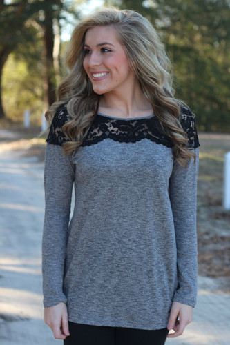 Fall Into Place Tunic: Heather Gray