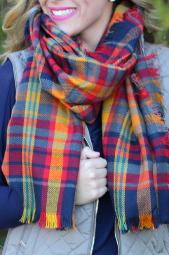 Time & Time Again Blanket Scarf: Navy