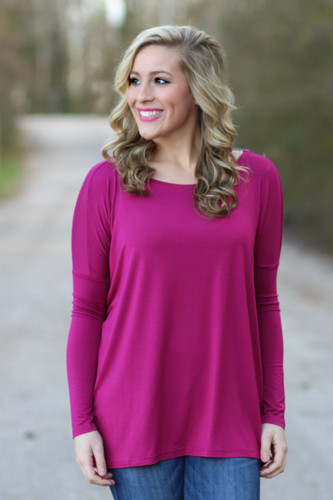 Piko Long Sleeve Top: Fuchsia