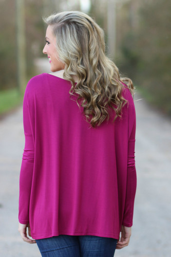 Piko Long Sleeve Top: Fuchsia