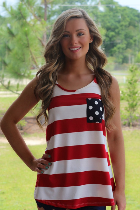 America Tank Top | Red White and Blue | Bow | Fourth of July | Lavish Boutique 