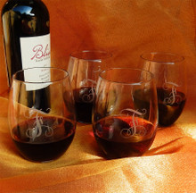 Monogrammed 21oz Stemless Wine Glasses
