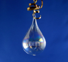 Personalized Hand Engraved Blown Teardrop Christmas Tree Ornament