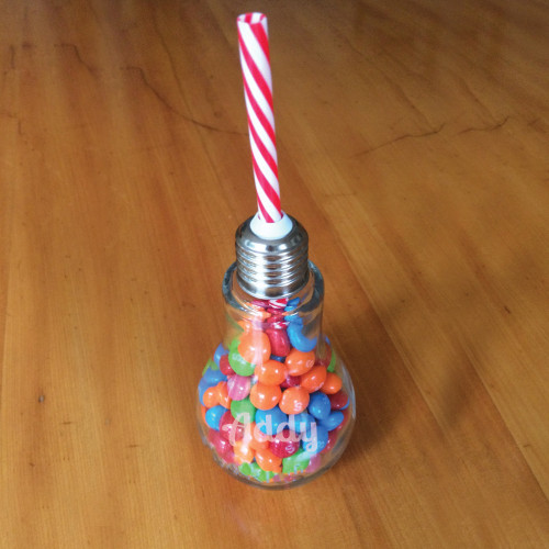 Personalized Lightbulb Glass with Straw