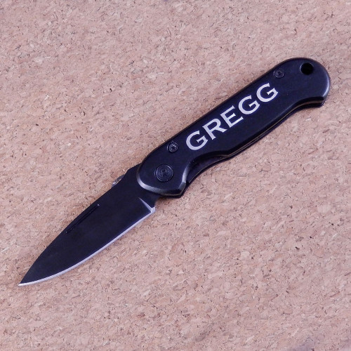 Personalized Black Pocket Knife