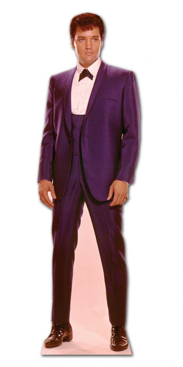 Lifesize Cardboard Cutout of Elvis 1960s Wearing Blue Suit - buy Elvis Presley cutouts at