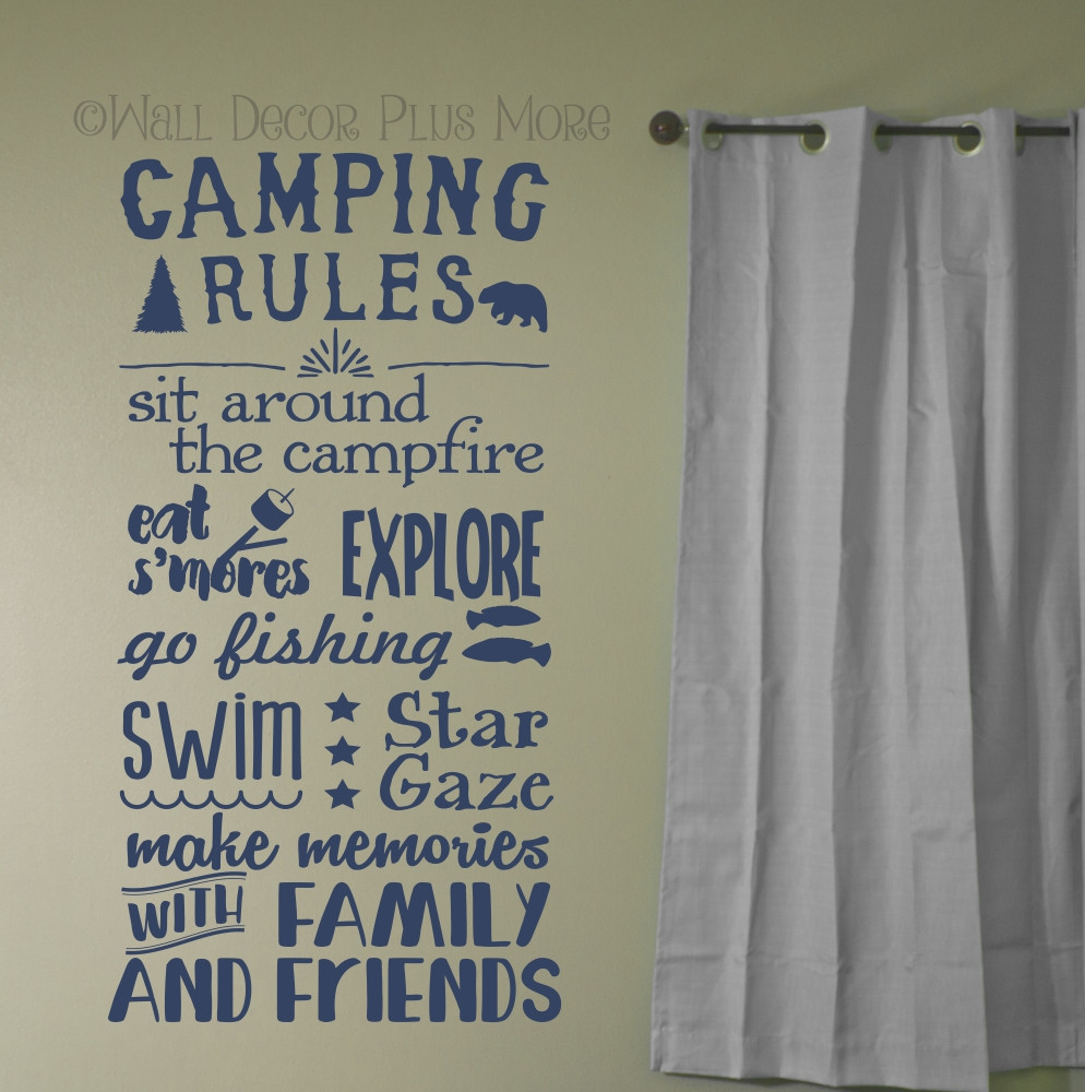 Camping Rules Subway Art Quotes Wall Letters for Summertime Wall