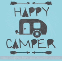 Happy Camper Vinyl Lettering Art Wall Decals Stickers Tribal RV Home with Arrows