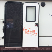 Welcome To Our Camper Quotes Vinyl Wall Decal Stickers for Motorhome RV-Coral