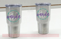 Tumbler Stickers Name Initial Arrows In Circle Vinyl Decals for Personalized Yeti RTIC-Glossy Purple, Middle Gray, Turquoise