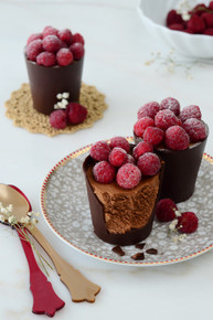 Chocolate Cups with Nutella Mousse and Raspberries - (Free Recipe below)