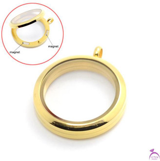 Gold Plain Living Locket with Magnetic Closure