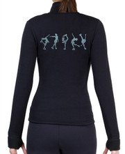 Fitted Skating Fleece Jacket with Rhinestones R224 - Aqua