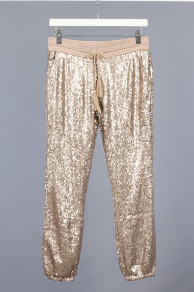 gold sequin joggers