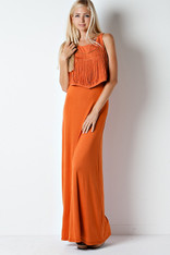 Burnt Orange Fringe Dress - Longhorn Fashions