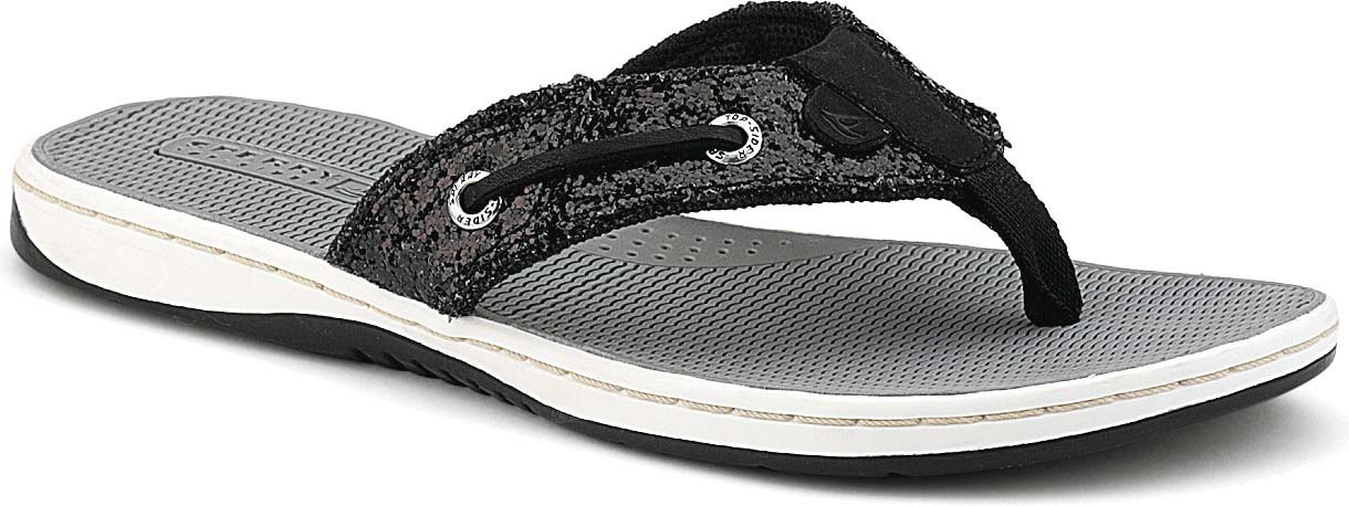 black glitter flip flops