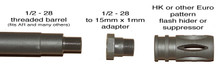 1/2 - 28 to 15mm x 1mm thread adapter