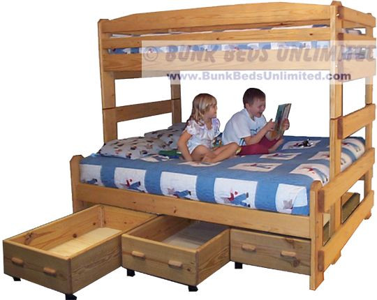 Bunk Bed Plans for Stackable Twin Over Full with Drawers or Trundle
