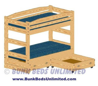 Bunk Bed Plan Twin over Twin with Drawers or Trundle (does not unstack 