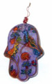 Wall Hanging Hand Painted Glass Hamsa - Birds