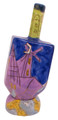 Ceramic Karshi Dreidel + Stand  - Jerusalem (DR-5941)