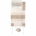 Yair Emanuel Embroidered Cotton Tallit – Jerusalem in silver TFE-2