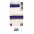 Yair Emanuel Embroidered Cotton Tallit – Jerusalem in blue THE-2