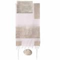 Yair emanuel Completely Embroidered Tallit – Jerusalem in silver 18" x 77"   TNE-4