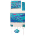 Yair emanuel Cotton and Silk Tallit – Vista in turquoise TWS-2
