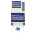 Yair emanuel Cotton and Silk Tallit – Thw twelve Tribes in blue TWS-9