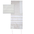Yair emanuel Lace Embroidered Tallit – Light  16" X 70"  TLS-1
