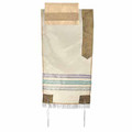 Yair emanuel Organza Tallit – White and Gold 17" x 72"  TAR-2