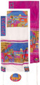 Yair emanuel Hand-Painted Silk Tallit – Jerusalem Gate 21" x 77" TS-3