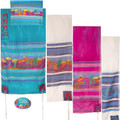 Yair emanuel Hand-Painted Silk Tallit – Jerusalem dove 21" x 77"  TS-8
