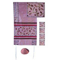 Yair emanuel Embroidered Raw Silk Tallit - The Matriarchs embroidered pink TFA-10
