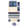 Yair emanuel Raw Silk Tallit with stripes –Blue  TRS-7