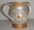 Acrylic Washing Cup Round Pearlized White & Gold
