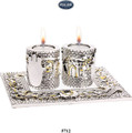 Jerusalem Chamsa Candlesticks with Tray