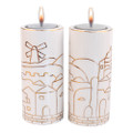 Ceramic Pillars Candle Holder - Jerusalem of Gold
