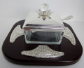 Glass and Wood Honey Dish, square